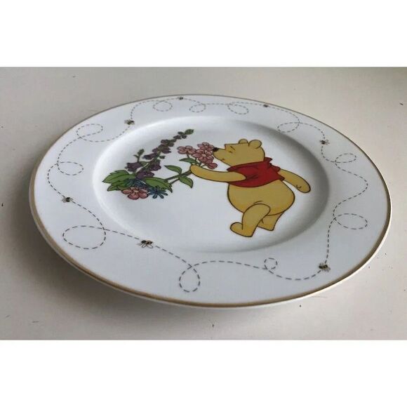 Disney Winnie The Pooh 10.5” Ceramic Dinner Plate Spring Days Flowers NEW - Picture 6 of 9